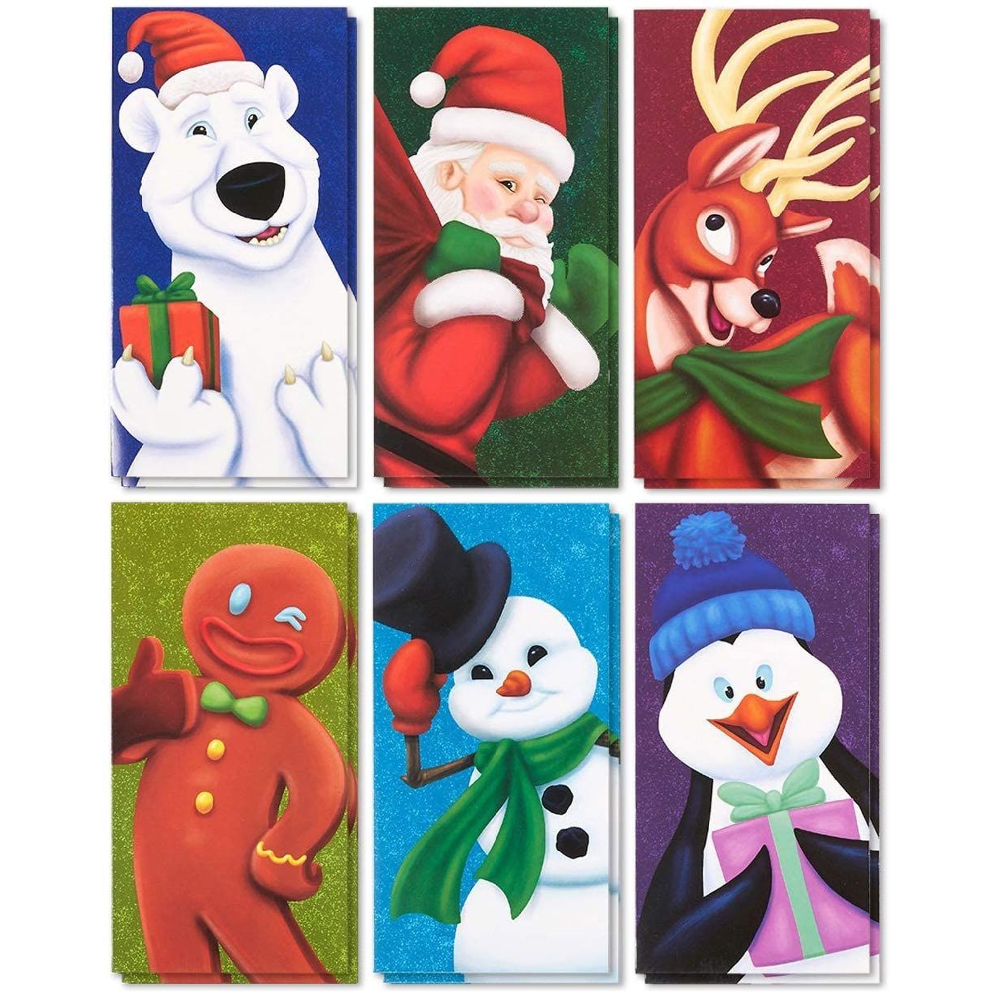 36 Pack Christmas Money Cards with Envelopes, Gift Card Holders, 3.6 x 7.25 Inch Festive Winter Money Holder, 6 Cute Xmas Animals Designs