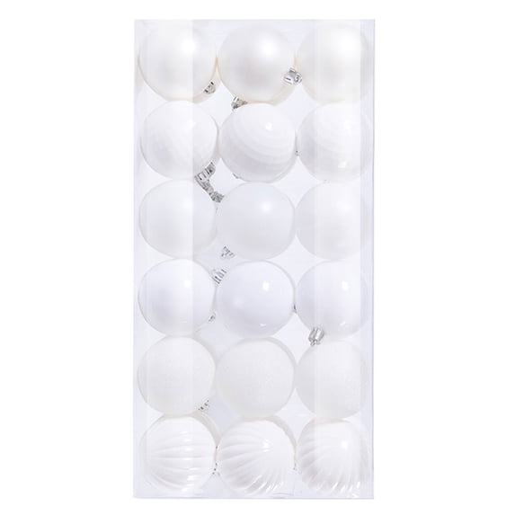 36 Pack Christmas Plastic Ball Ornaments, Hanging Decoration, 1.2 Inch Shatterproof Unbreakable Plastic Glitter Balls for Xmas Tree Wedding Holiday Party Indoor Home Decoration,White