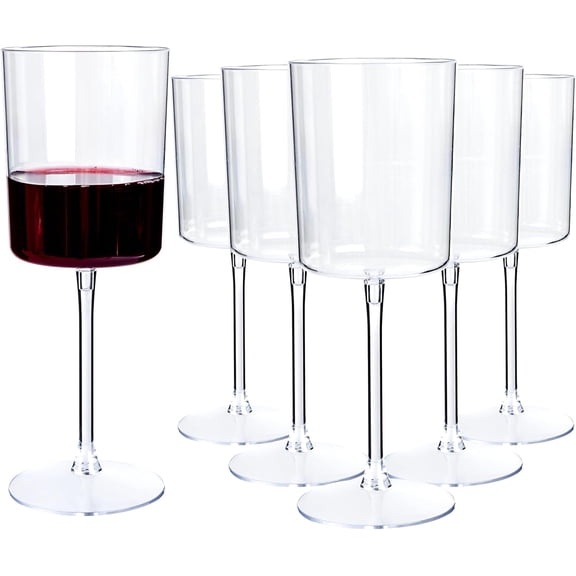 36 Pack Clear Plastic Wine Glasses - 10 OZ Disposable Square Wine Glasses with Stem for Wedding & Party & Anniversary