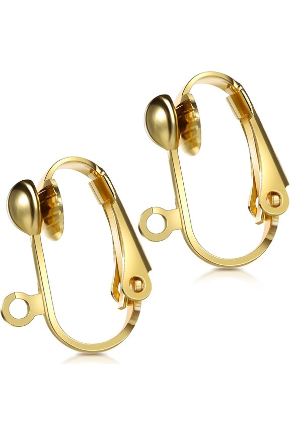 36 Pack Clip-on Earring Converter with Easy Open Loop for DIY Earring and Turn Any Studs or Pierced into Clip on (Gold)