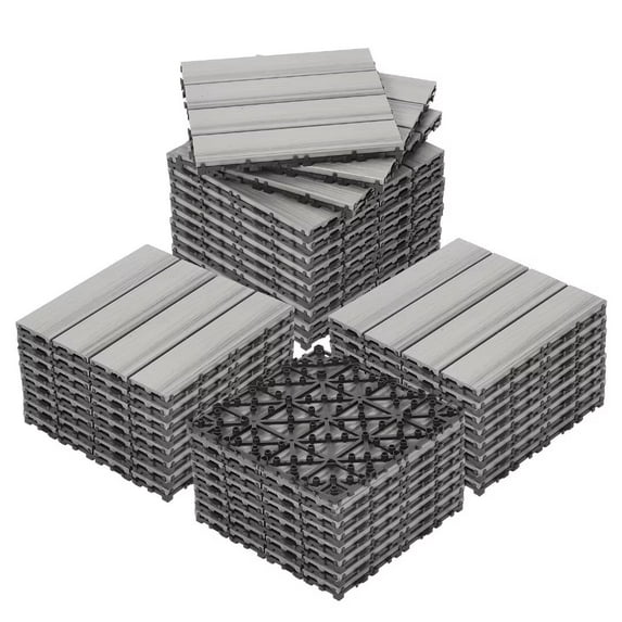 36 Pack Co-extruded Wood Plastic Interlocking Deck Tiles,12"x12" Patio Floor Decking Tiles Maintenance-Free Interlocking Deck Tiles for Outdoor and Indoor Use,Antique Wood Color