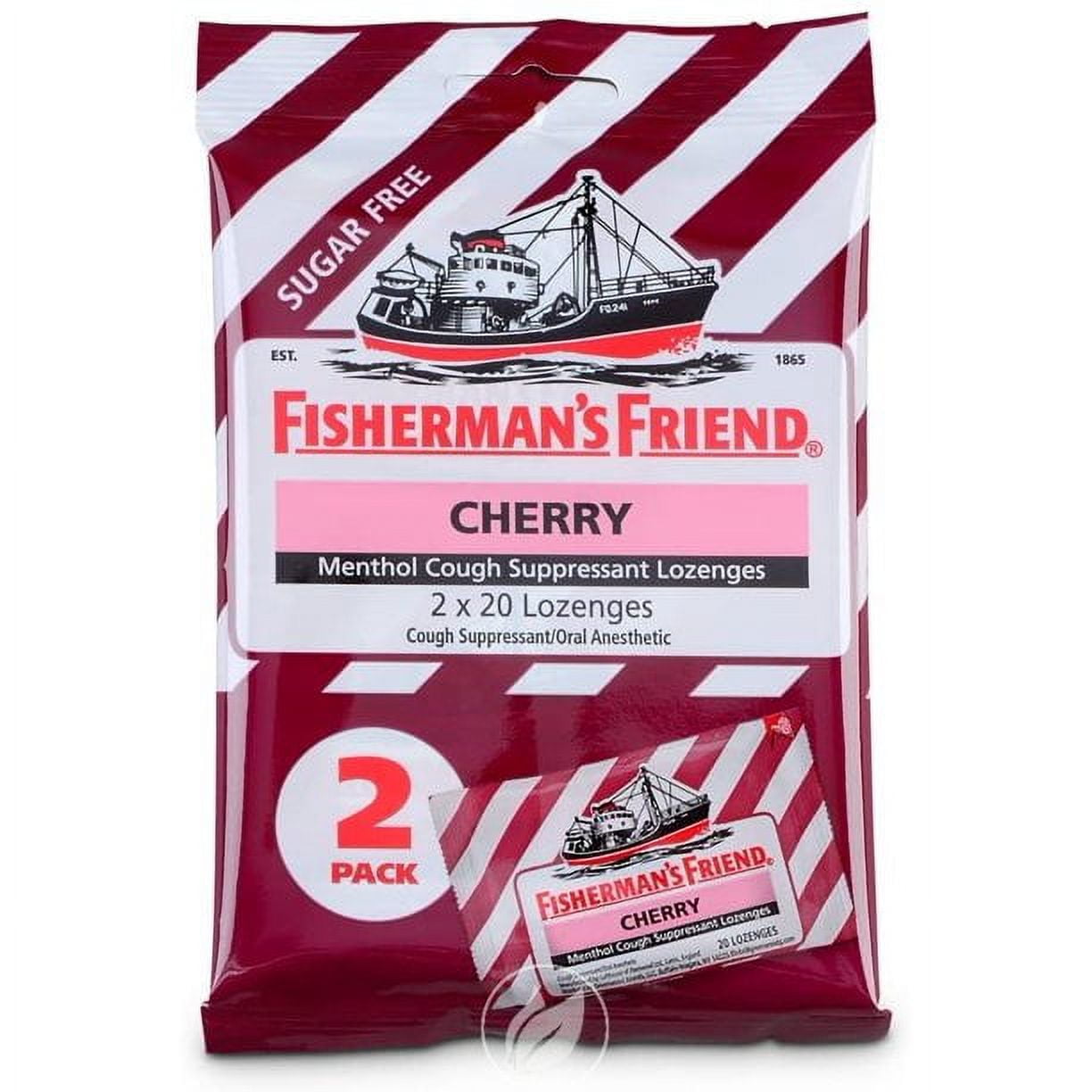 (36 Pack) Cough Drops by Fisherman's Friend, Cough Suppressant and Sore Throat Lozenges, Cherry Sugar Free Menthol Flavor, 40 Count