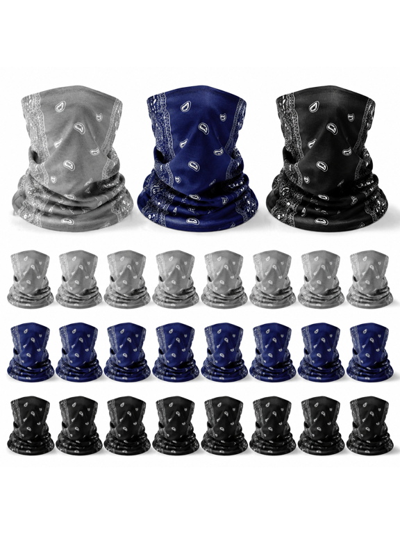 36 Pack Dark Color Paisley Polyester Bandanas Bulk Neck Gaiter Face Mask
