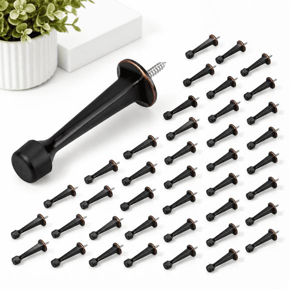 36 Pack Door Stops, Oil Rubbed Bronze, Heavy Duty Zinc and Rubber Door Stoppers for Wall and Door Protection