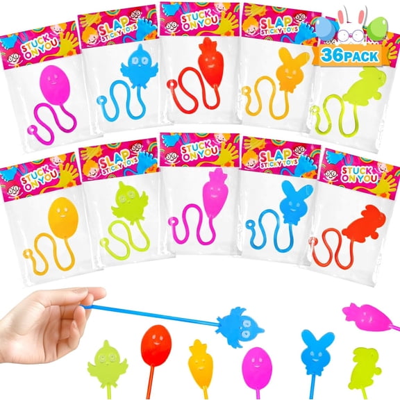 36 Pack Easter Basket Stuffers Party Favors for Toddlers, Sticky Hands Toys Gifts for Kids,Non Candy Eggs Pinata Goodie Bag Egg Hunt Fillers, Classroom Prizes Stuff Treats for Boys Girls