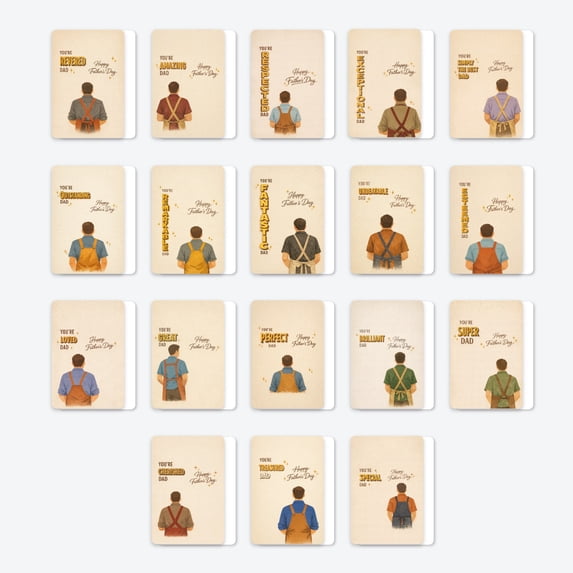 36 Pack Father's Day Thank You Wishes Cards The Back of Father Theme Card