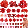 thumbnail image 1 of 36 Pack Flower Hair Clips Red Rose Hair Accessories for Women Red  Bride Floral Hairpin Brooch Pin Headpiece for Girls Wedding, 1 of 14