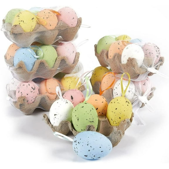 36 Pack Foam Easter Bunny Eggs Hanging Ornaments with Egg Holder Easter Decoration for Tree Kids