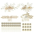 thumbnail image 1 of 36 Pack Gold Flower Leaf Bridal Wedding Hair Side Combs+U-shaped Pearl Hair Pins+Spiral Twist Rhinestone Hair Clips Barrettes Prom Headpieces Accessories for Brides Bridesmaids Women Girls, 1 of 4