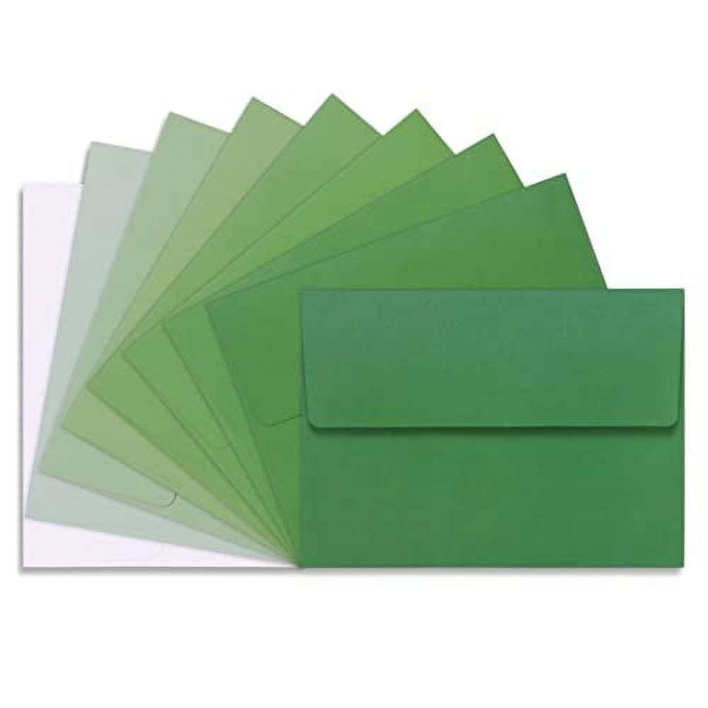 36Pack Green 5x7 Envelopes Self Seal A7 Envelopes, Gradient Colored