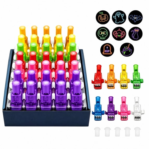 36 Pack Halloween LED Light Up Finger Lights Toys for Party School Classroom Prizes Goodie Bags for Kids Boys Girls Trick or Treats Gifts