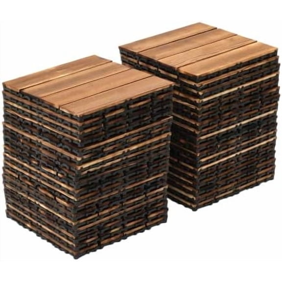 36 Pack Hardwood Interlocking Deck Tiles, Water Resistant Outdoor Pavers or Composite Deck Flooring$$Tools & Hardware Other