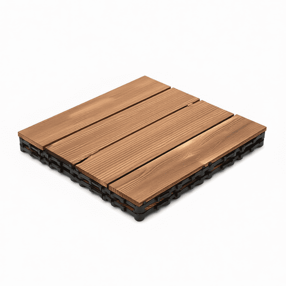 36-Pack Interlocking Wood Plastic Composite Deck Tiles 12x12 for Patio, Garden, Pool, Bedroom - All-Weather Flooring