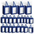 thumbnail image 1 of 36-Pack Kraft Gift Bags with Tissue Paper – 10 x 7 x 5 Inch Large Paper Gift Bags with Clear Window and Handles for Graduation, Wedding, Baby Shower, Birthday Party Favors, Blue, 1 of 8