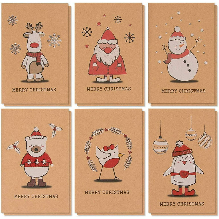 10pcs/pack Cartoon Merry Christmas Postcard Greeting Card Birthday
