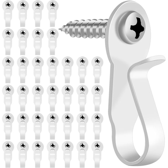 36 Pack Light Hanger Hooks, White Stainless Steel Screw in Hook for Hanging Outdoor Lights, Rope Light Clips for Christmas and Holiday Decor, Wire and Fairy Led Lights