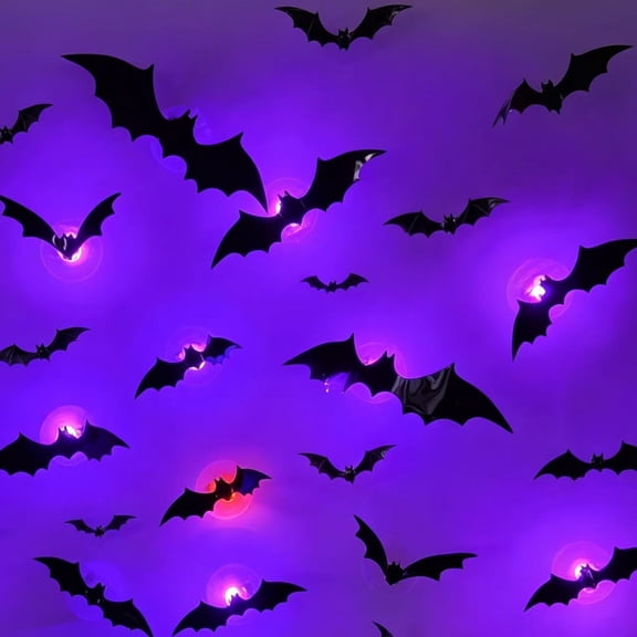 36 Pack Lighted 3D Halloween Bats Wall Decor Stickers