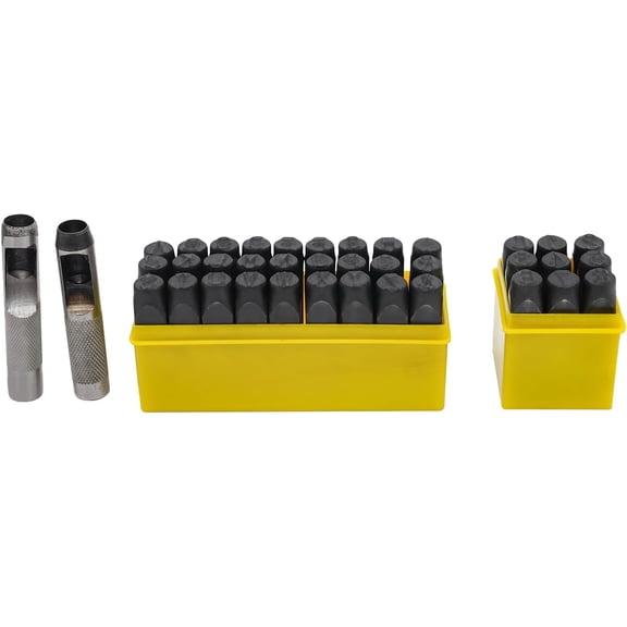 36 Pack Metal Stamping Kit, 1/2" (12.5mm), Steel Letter Punch Press Tool, Metal Hand Stamp Punches Kit
