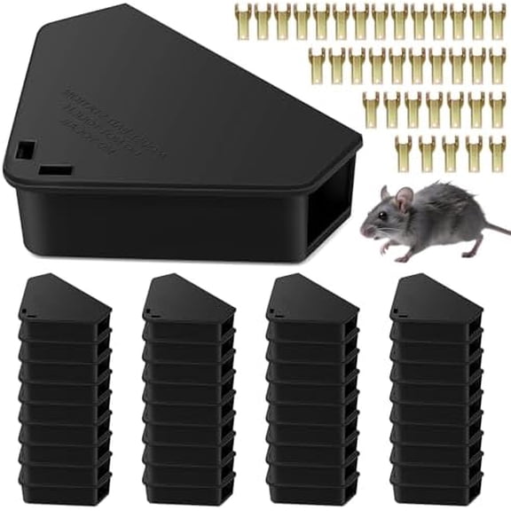36 Pack Mice Bait Stations with Keys, Mouse Stations, WeatherResistant Mouse Station Box for Indoor Outdoor Keep Rat Mice Away Pets Safe, Dual Entry Tunnel, Black$$Garden & Patio