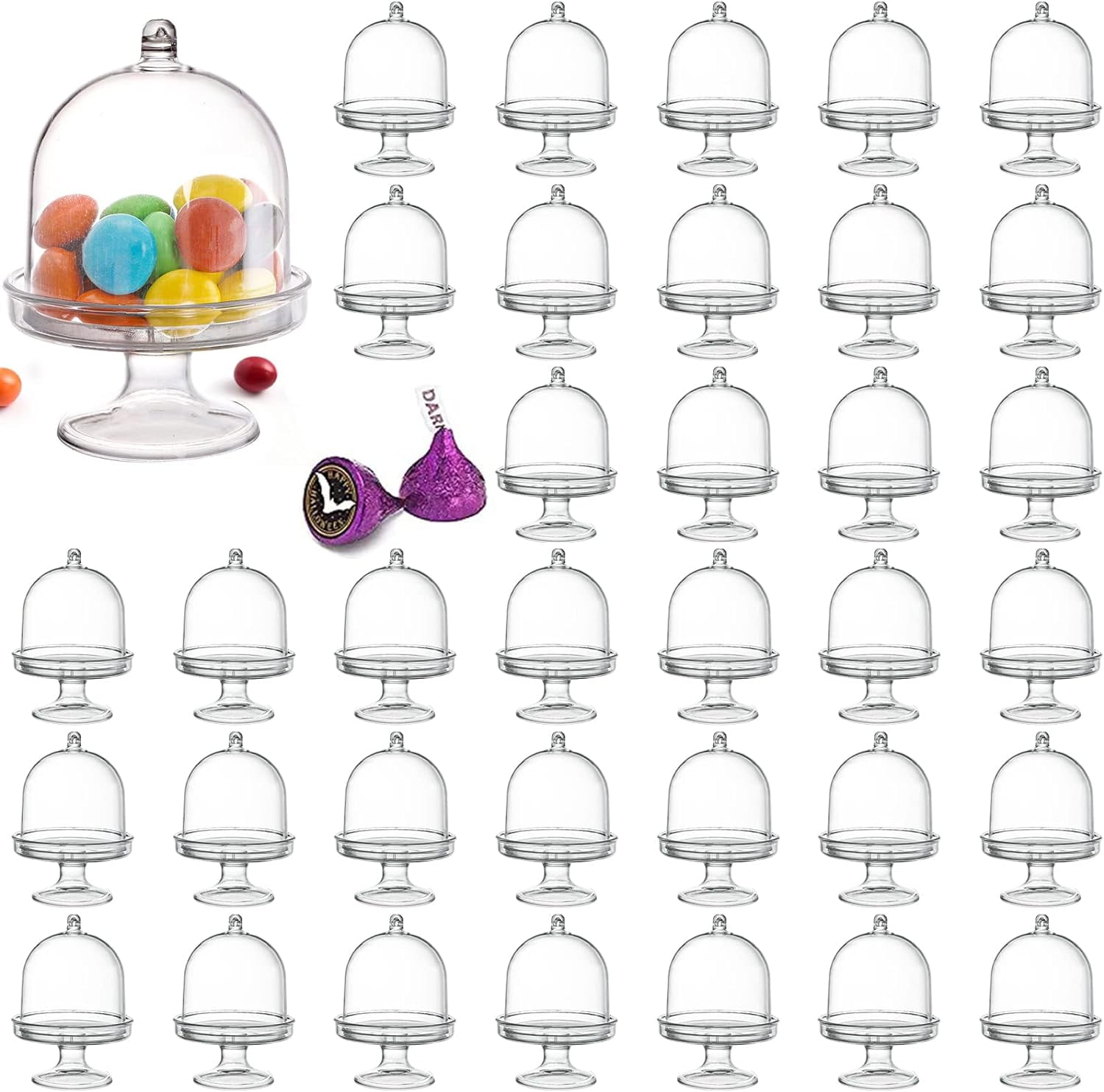 36 Pack Mini Cake Plate with Lid, Plastic Cupcake Stand Dome Cover ...