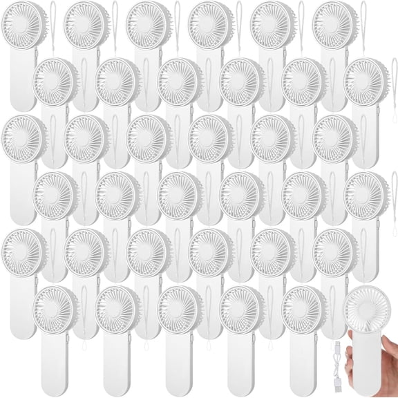 36 Pack Mini Portable Handheld Fan, 1 Speed Battery Operated Small Cooling Fan for Lash Makeup, Travel Camping Indoor Outdoor Summer Use (White)
