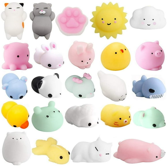36 Pack Mochi Animals Squishies Kawaii Mochi Animals Squishies Squeeze Stress Toys Mini Soft Stretchy Unicorn Squeeze Toys Mini Rising Panda Seal Polar Bear Fox Rabbit Cat Claw