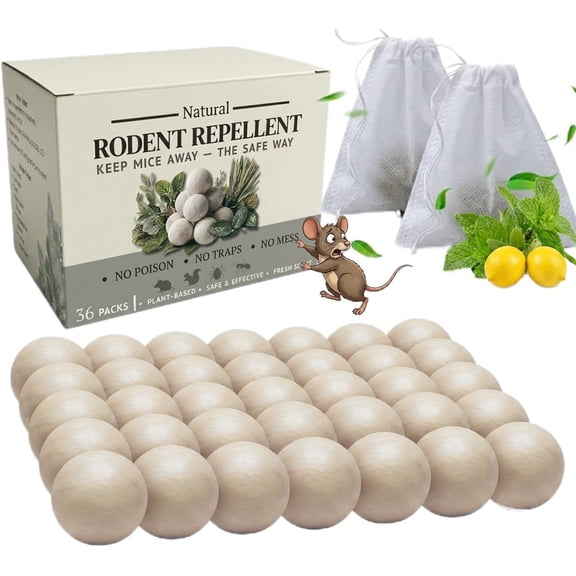 36 Pack Natural Rodent Repellent Pellets  Plant-Based Essential Oil Scent | Deterrent for Mice, Rats & Insects  Long-Lasting Protection  Use in Garage, Attic, RV, Camper (Peppermint)