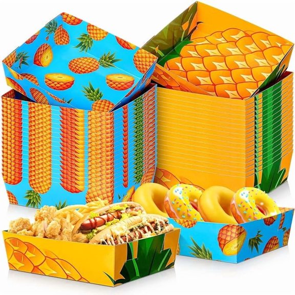 36 Pack Pineapple Paper Plates Large Dessert Serving Plates