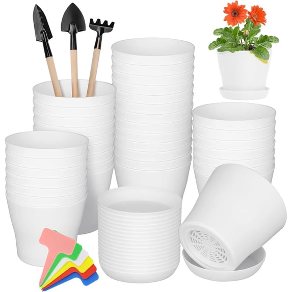 36 Pack Plants Nursery Pots 4 Inches Plastic Flower Plant Pots ...