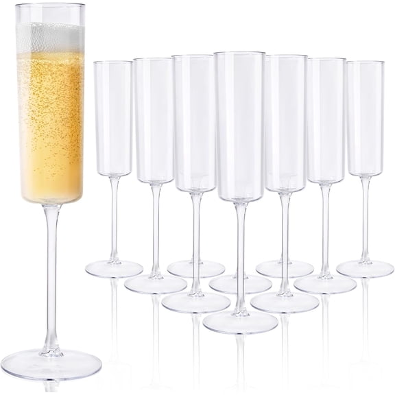 36 Pack Plastic Champagne Flutes for Weddings Party | 6 oz Clear Square Toasting Cups, Heavy Duty Plastic, Champagne Wine Mimosas Cocktails for Anniversaries Parties