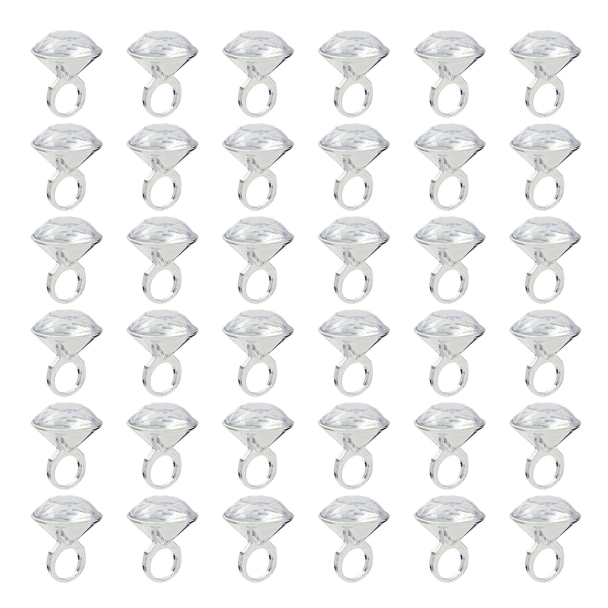36 Pack Plastic Diamond Rings for Bridal Shower Game, Bulk Set for  Bachelorette Party Favors (1 x 1.5 In) 