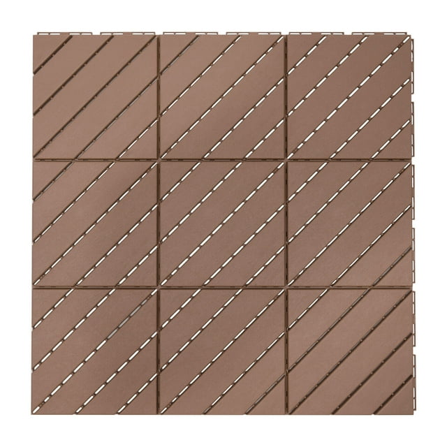 36-Pack Plastic Interlocking Deck Tiles, 12"x12" Patio Deck Tiles, Non-Slip (Coffee)