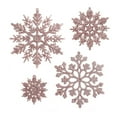 thumbnail image 1 of 36 Pack Plastic Rose Gold Snowflake Ornaments , Hanging Decorations For Winter Christmas Tree, 1 of 5