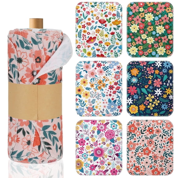 36 Pack Reusable Paper Towels Roll, Washable Paperless Cotton Cloth Kitchen Towel 9.8" x 11" Absorbent Flannel Reusable Cleaning Dishcloth for Home Bathroom