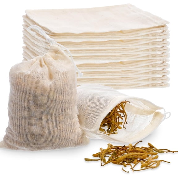36 Pack Reusable Tea Bags Muslin Drawstring Bags 3 x 4 inch Reusable Cheesecloth Bags Soup Bags Cotton Cloth Bags for Cooking Empty Sachet Bags Coffee Tea Brew Bags for Herb, Spice, Sachet,White