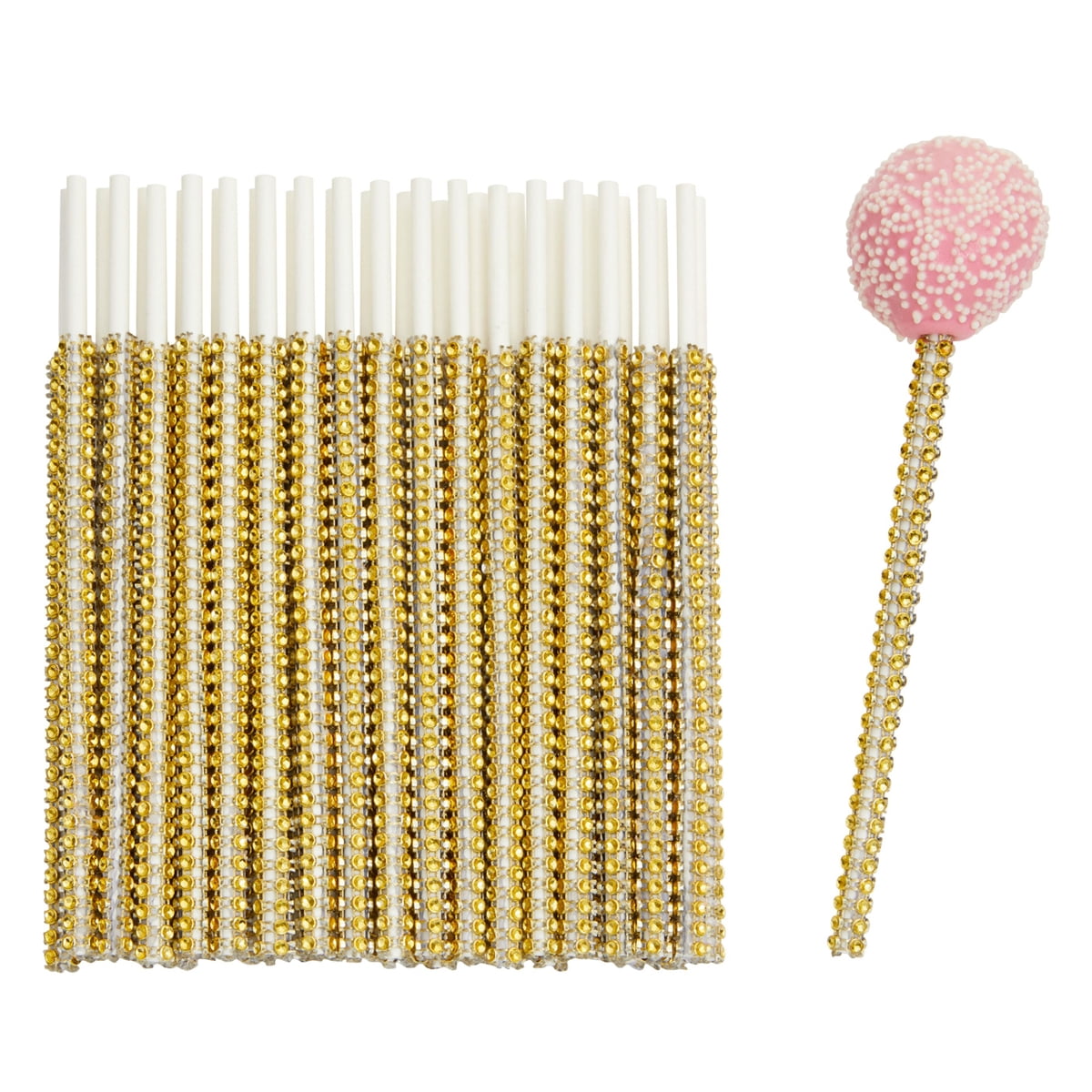 36 Pcs Candy Apple Bamboo Sticks, Bling Rhinestones Sticks For