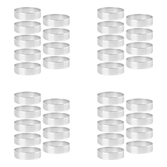 36 Pack Round Tart Ring, Mousse Rings, Stainless Steel Heat- Perforated Mousse Rings, Metal Round Ring Mold