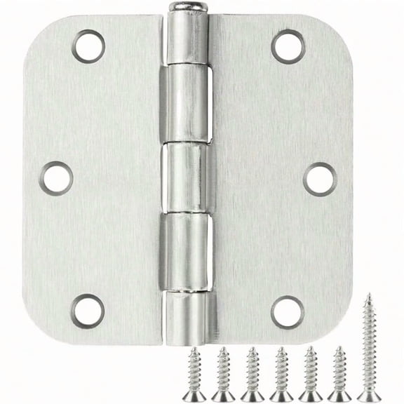 36 Pack Rounded Brushed Nickel Door Hinges 3.5 Inch x 3 5/8 Radius 3 1/2 Satin Hinge Flat Bifold Easy Install for Bed Room Pantry Clean Glass Glass French Interior Wood DoorsTable Hardware