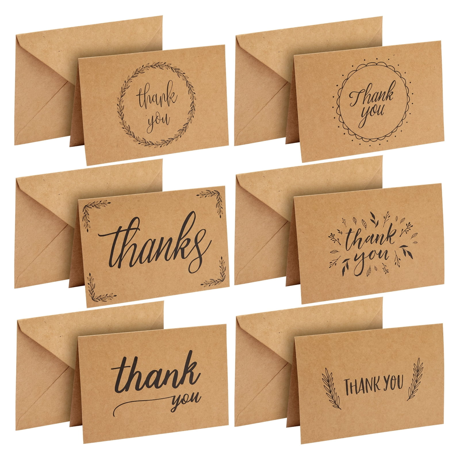 150 Thank You Cards with Brown Kraft Envelopes and Stickers - Elegant 10  Designs Kraft Paper Bulk Blank Notes for Wedding, Business, Formal, Baby  Shower and All Occasions 4x6 UPC 703364798063 —