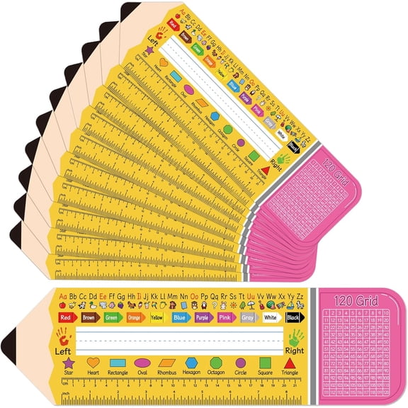 36 Pack Self Adhesive Name Tags for Classroom Student Desks,Multipurpose Manuscript Students Name Plates for desks Classroom with Multiplication, Fractions and Percentages Table(14.2 x 4 Inch,Pencil)