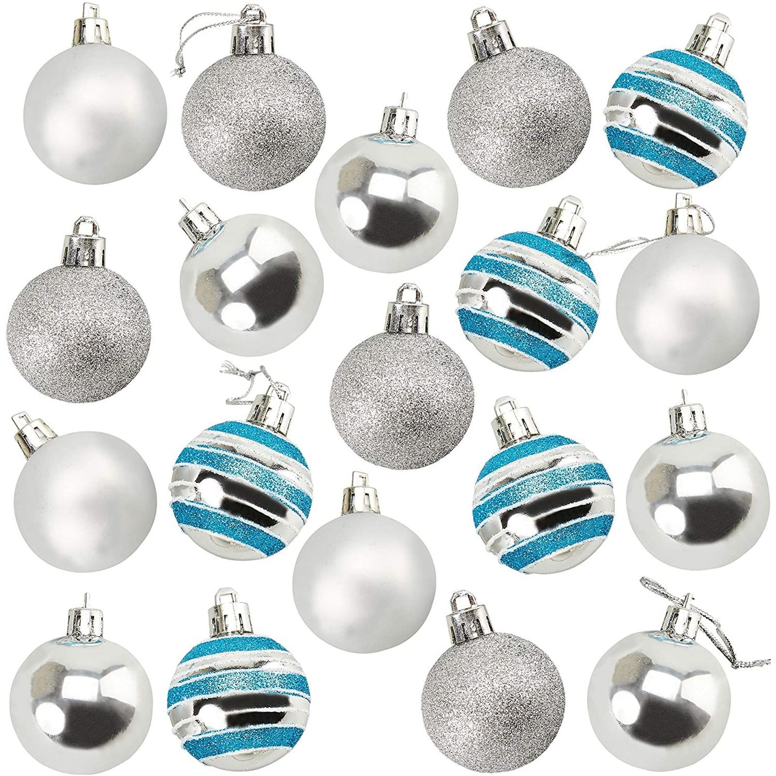 24 Pcs Christmas Ball Ornaments with Hanging Rope, Shatterproof Plastic ...