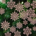 thumbnail image 1 of 36 Pack Snowflake Ornaments Plastic Glitter Snow Flakes Ornaments for Winter Christmas Tree Decorations Size Varies Craft Snowflakes, Rose gold, 1 of 8
