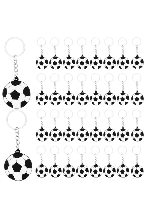 36 Pack Soccer Keychains Soccer Sports Ball Keychains for Boys Kids School Carnival Reward Soccer Themed Birthday Party Goodie Bag Fillers