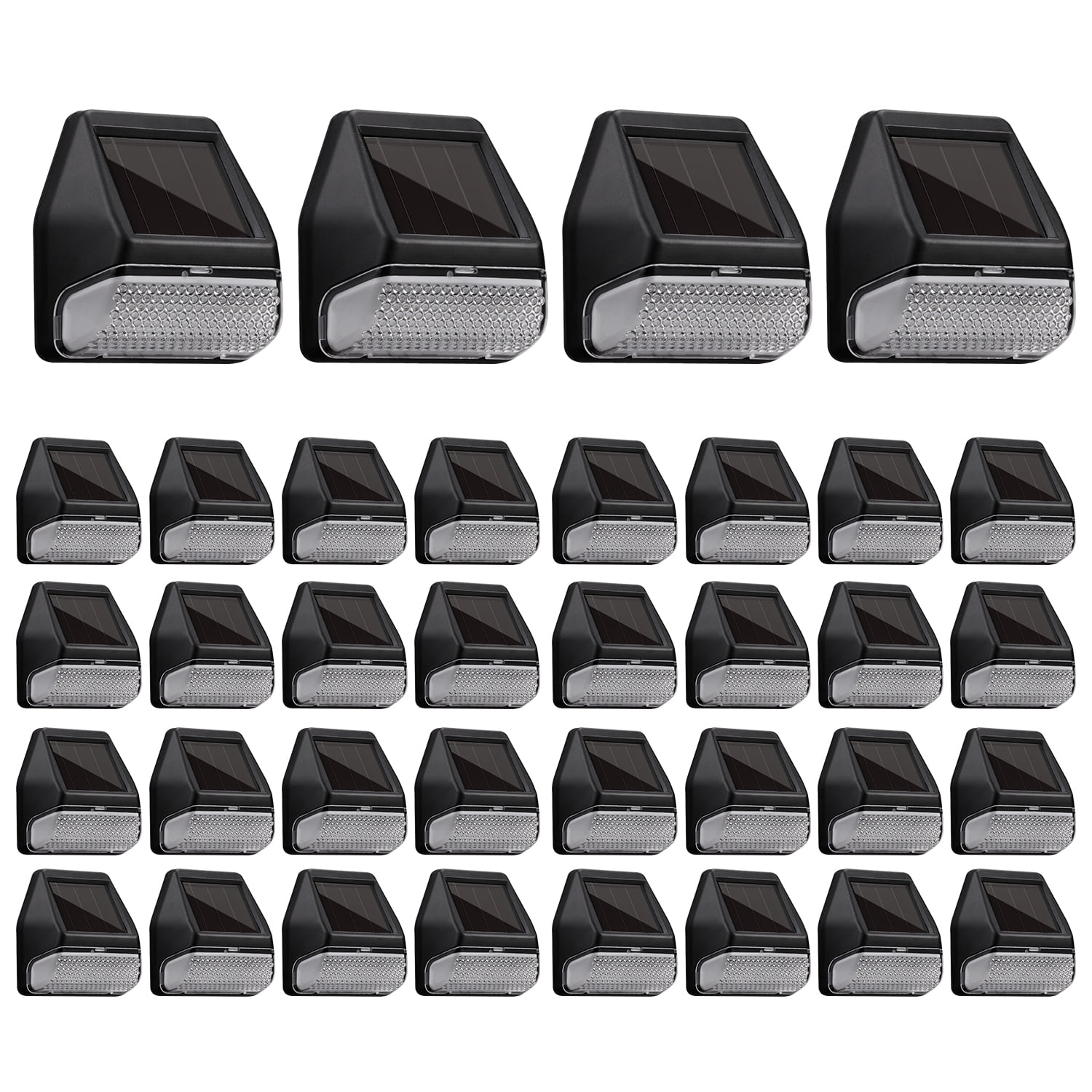 36 Pack Solar Deck Lights, Dusk-to-Dawn LED Fence Lights, Black