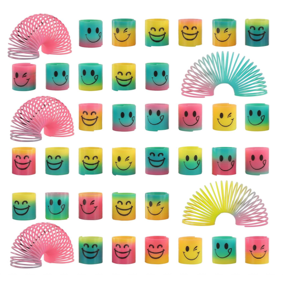 36 Pack Spring Rainbow Party Favor for Kids Magic Fidget Stress Pinata Filler Coil Mini Springs Carnival Prize Bulk Toys for Birthday Goodie Bag Stuffers