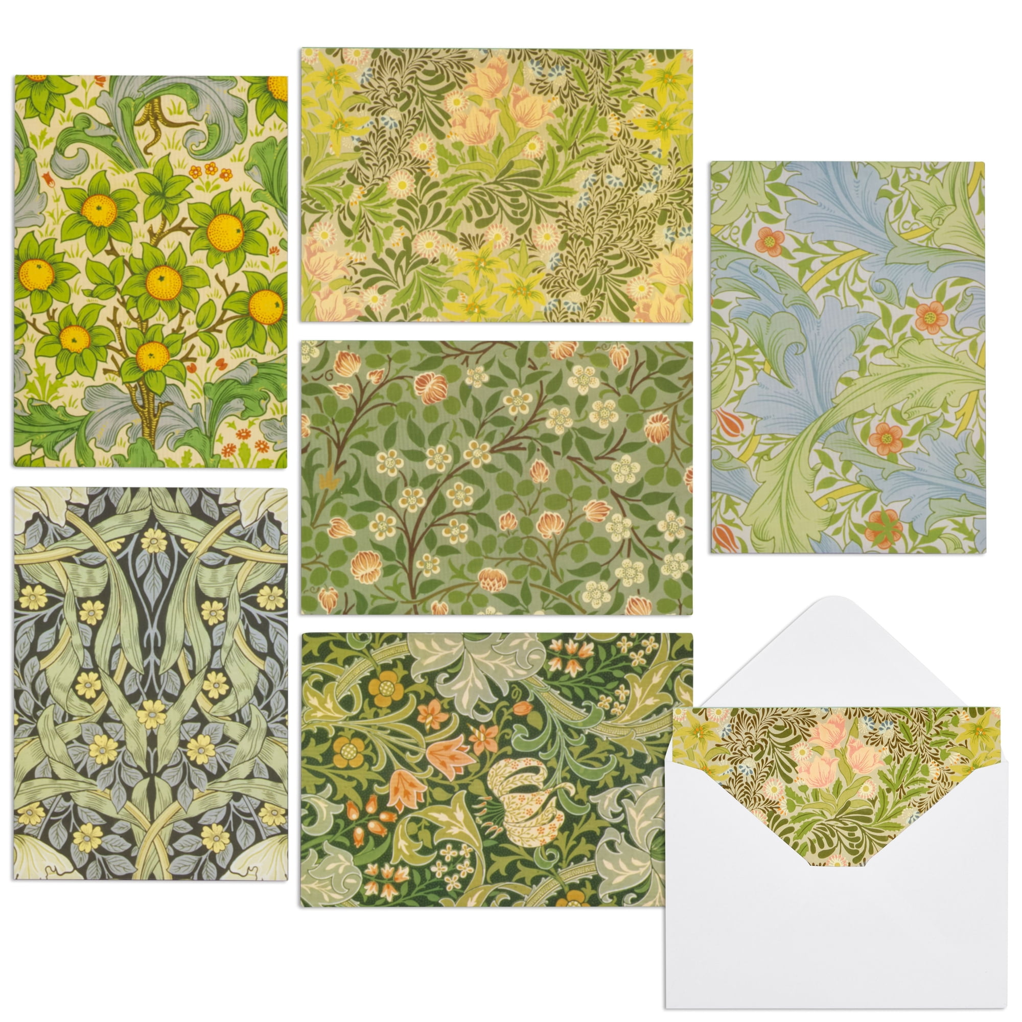 36Pack Stationery Cards and Envelopes, William Morris Floral Pattern