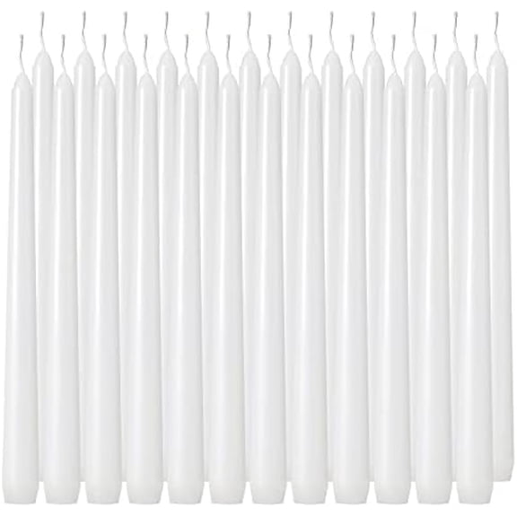 36 Pack Tall White Taper Candles, 10 inch (H) Dripless, Unscented Dinner Candle, Smokeless Taper Candles, Paraffin Wax with Cotton Wicks, 8 Hours Burn Time
