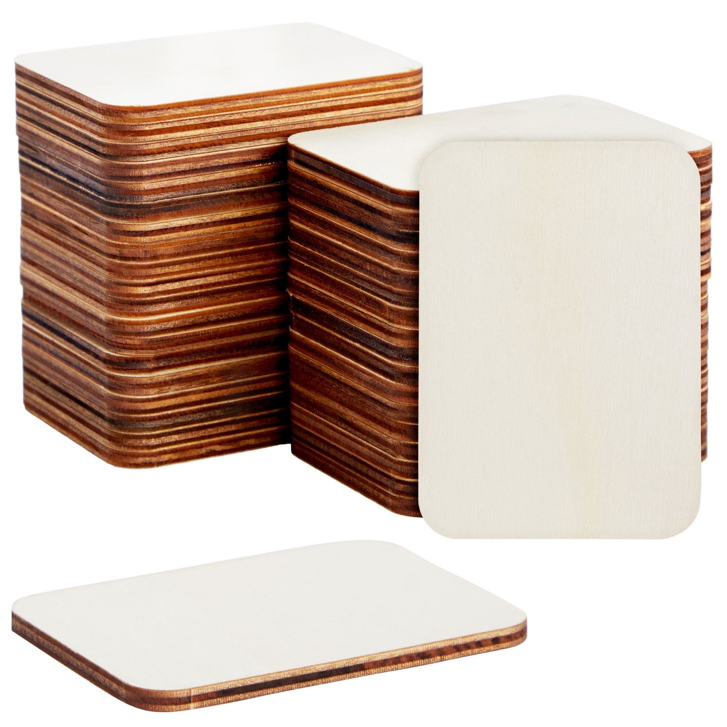 36 Pack Unfinished Wood Rectangles for Crafts 2.5 x 3.5 Wooden Cutouts with Rounded Corners for Business Cards DIY Projects Gift Tags Walmart
