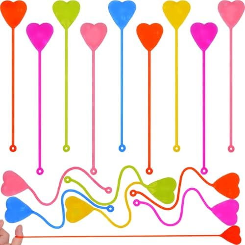 36 Pack Valentines Day Sticky Hands Toys Valentines Hearts Sticky Stretchy Toys for Kids Girls Boys School Classroom Valentines Day Card Prizes Birthday Party Favors Gifts