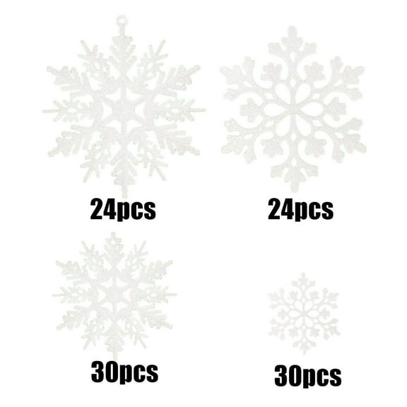 36 Pack White Snowflake Ornaments for Christmas Tree Decorations, Snowflake Ornaments for Tree, Felt Glitter Snow Ornaments, Snowflake Decorations & Hanging Christmas Ornaments